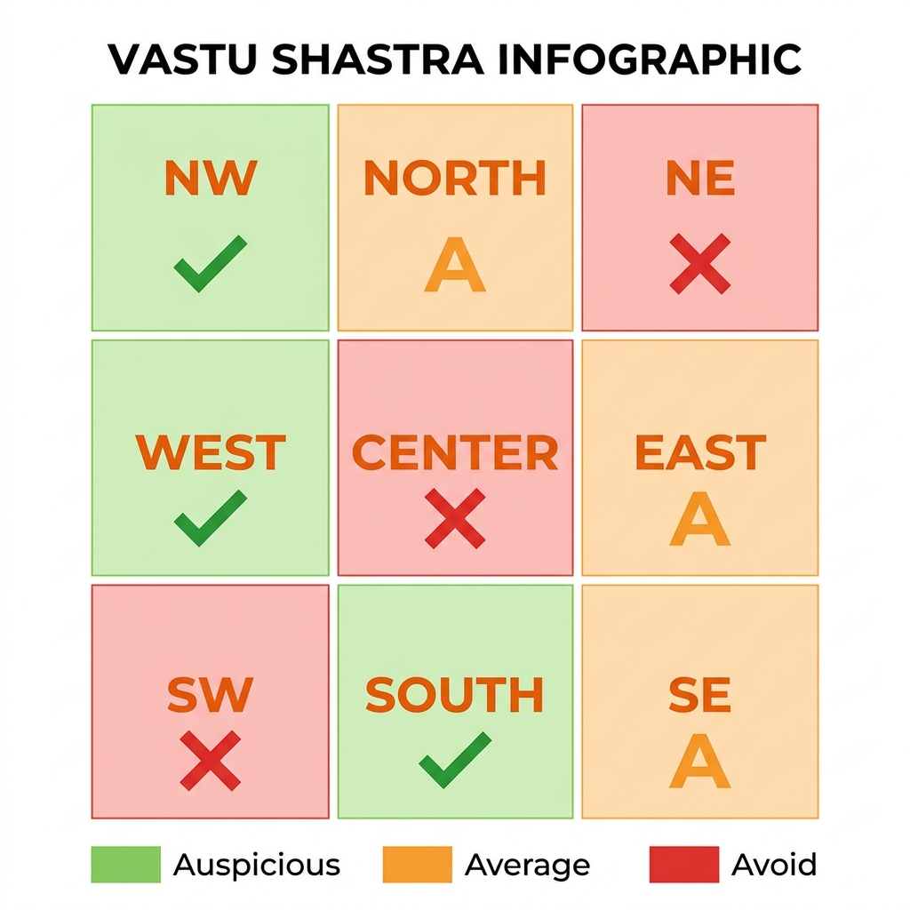 Vastu Direction Grid for Staircase Placement